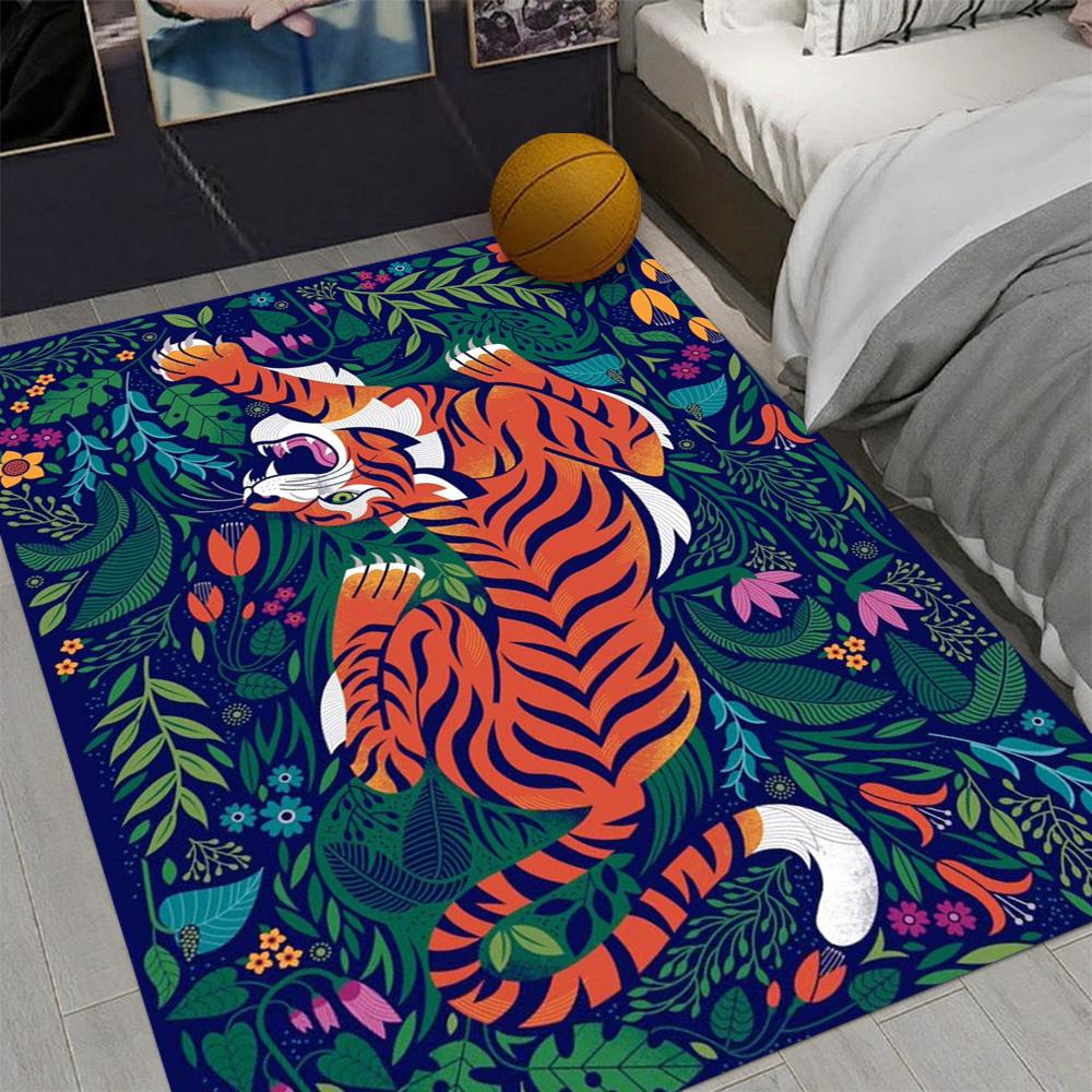Mighty King of The Forest Tiger Style Large Living Room Carpet Comfortable Soft Fluffy Bedroom Carpet Modern Home Decoration