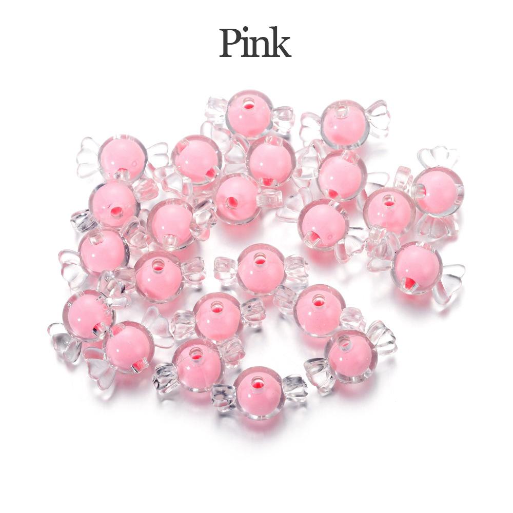 20Pcs Acrylic Spaced Beads Transparent Candy Heart Shape Beads Handmade For DIY Necklace Earrings Jewelry Making Accessories
