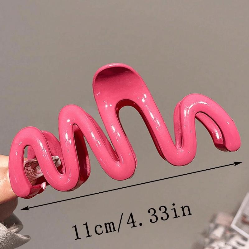 Plastic Wave Pattern Hair Clips for Women, 11cm/4.3in Size, Dopamine Color Palette, Fashion Accessories for Halloween Accessories