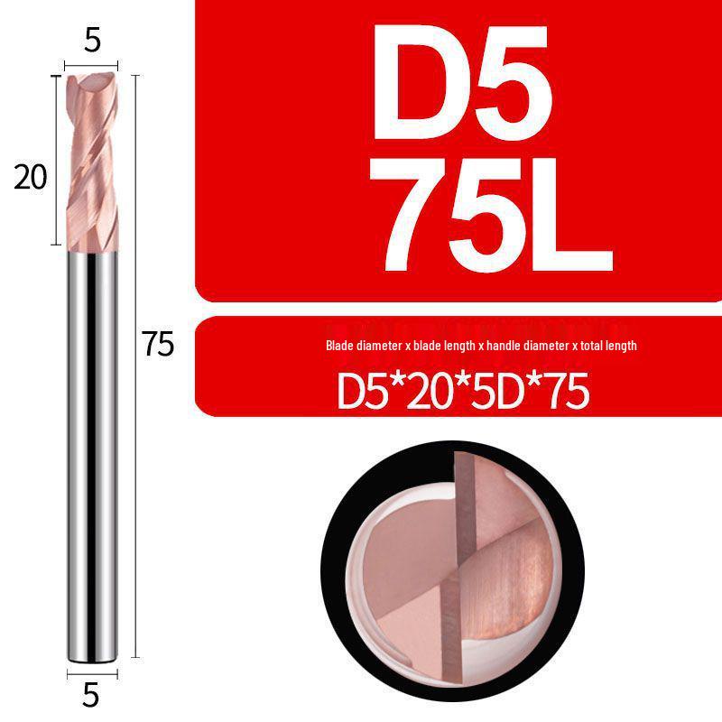 Tungsten Steel 2-Flute Carbide End Mill, 55° Keyway CNC Flat Bottom Cutter