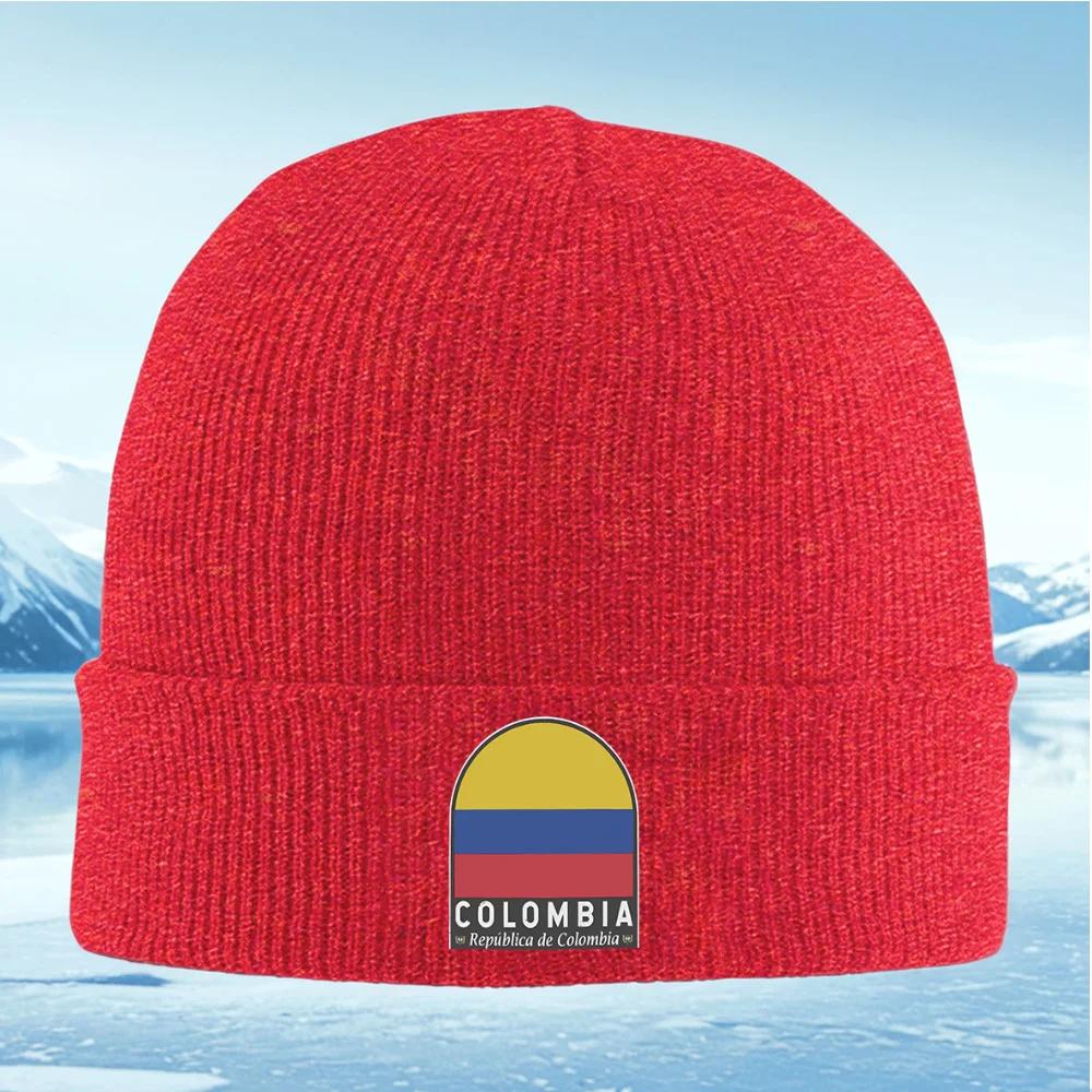 Colombia national flag emblem design Unisex Women Unisex Knitted Hat Beanie Pullover Cap Winter Thermal Warm Christmas Outdoor