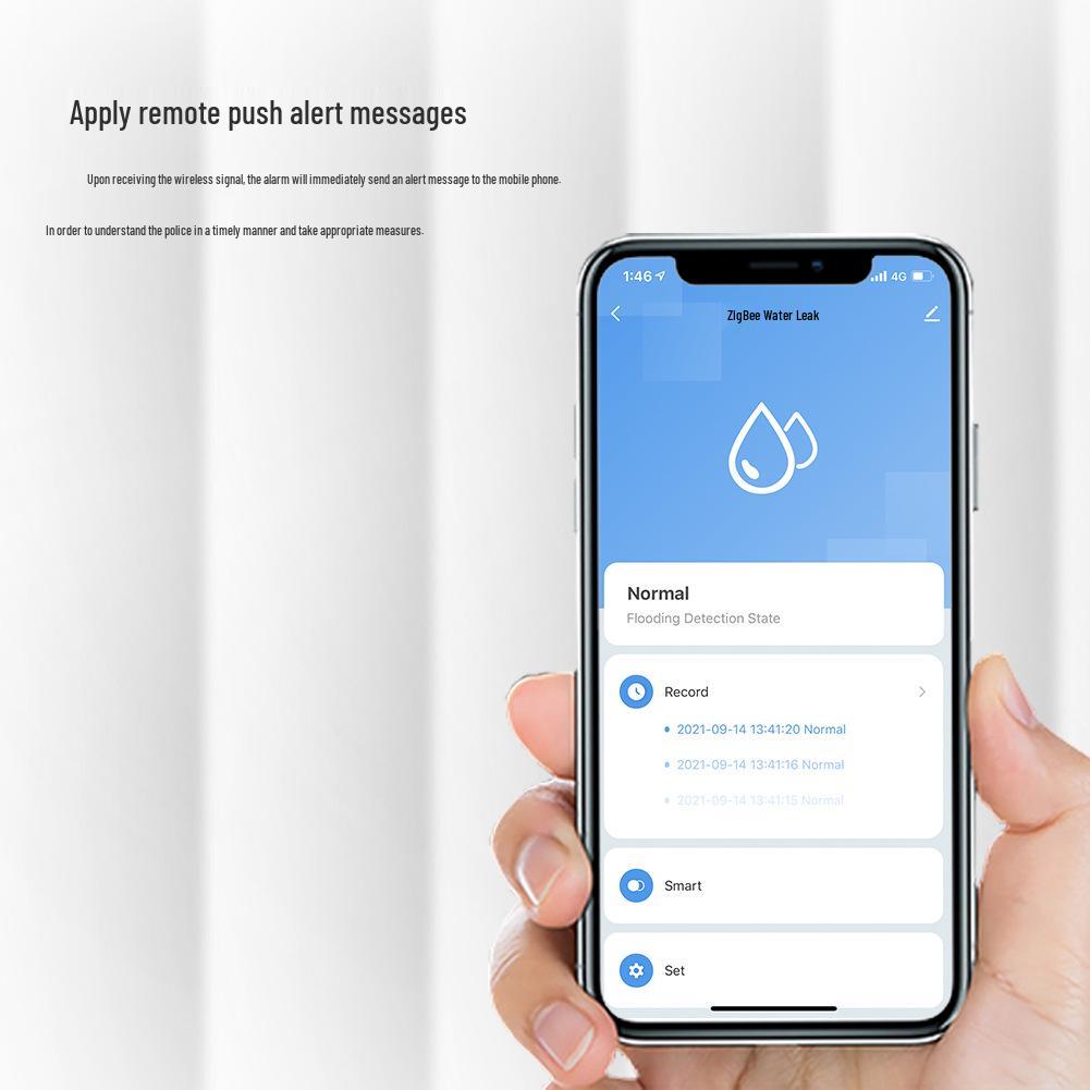Tuya Zigbee Smart Water Leak Detector with App Timer Alarm
