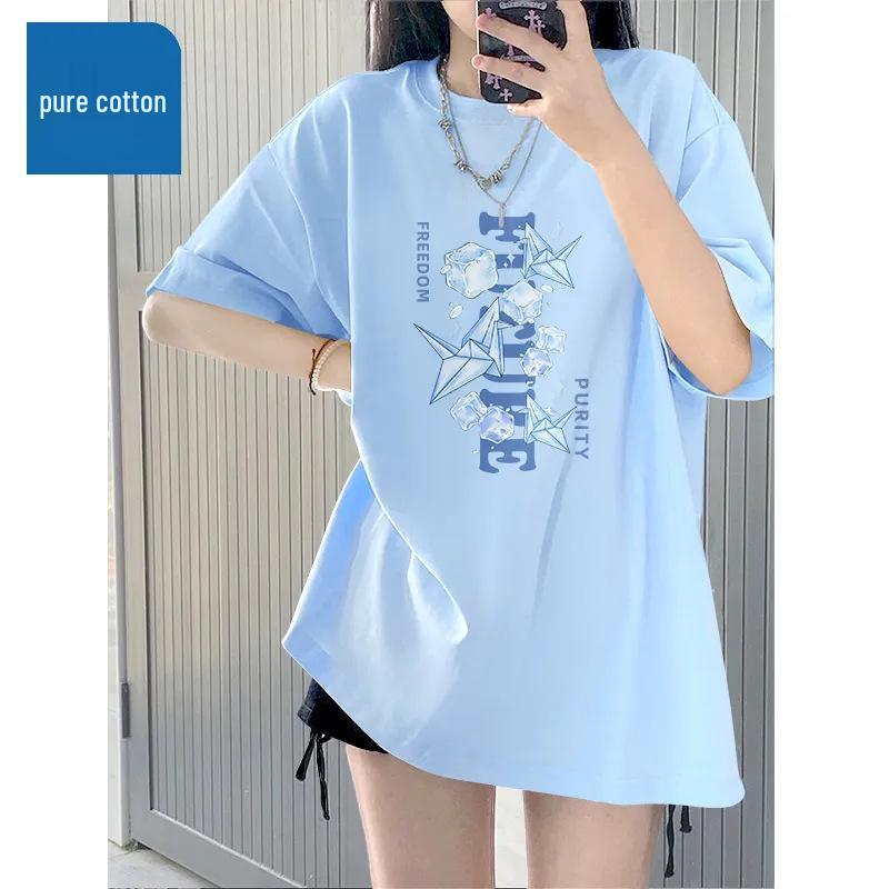 

Dopamine Pure Cotton Women s Crew Neck Loose T-Shirt - Summer 2024 Niche Design 3XL - 146-170 jin