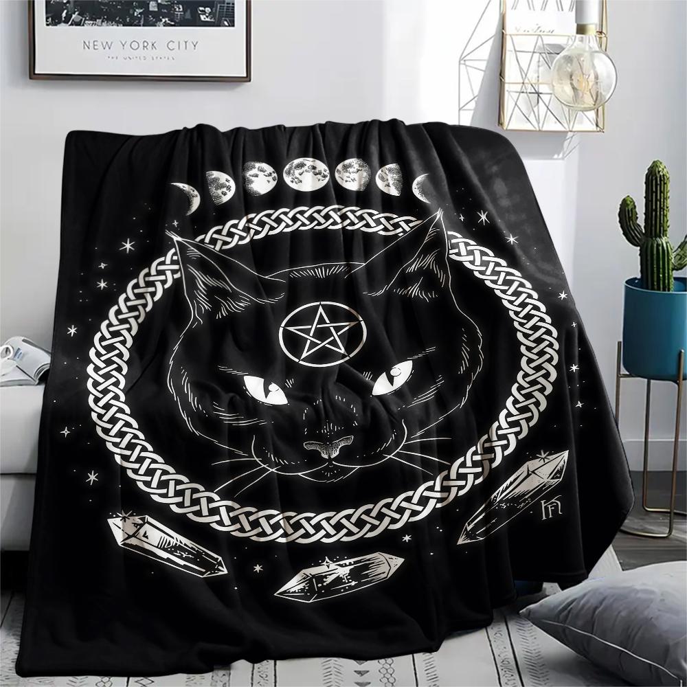 1PC Satan Symbol Print Flannel Blanket, High quality All Seasons, Home Decor, Warmth and Comfort, Perfect for Christmas Gifts