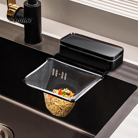 Sink Filter Rack Drain Stand Waste Garbage Net Shelf Anti-Clogging Disposable Mesh Bag Kitchen Sink Strainer with Removable Suction Cup