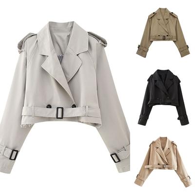 Women's Spring And Autumn Solid Color Long Sleeve Short Windbreaker Jacket