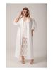 Yaoting Plus Size Satin Chiffon Feather Long Robe Pajamas WP5013