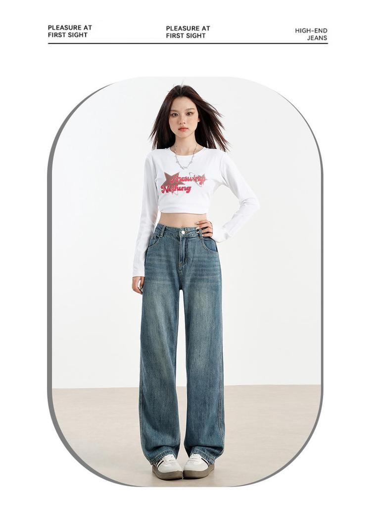 Women's Retro High-Waisted Wide-Leg Jeans