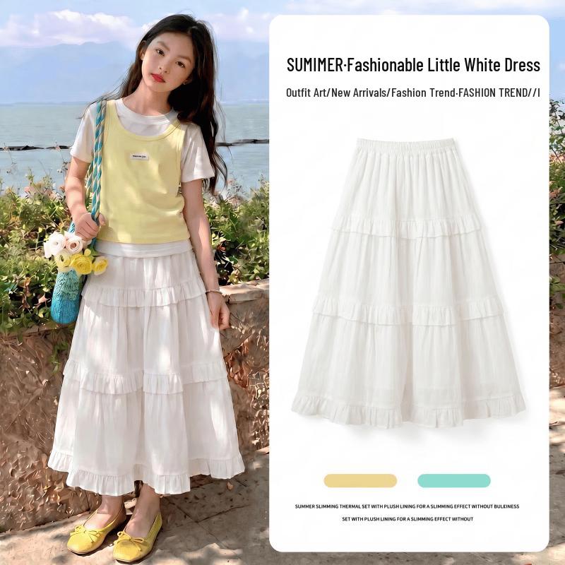 Moonkids Girls  2026 Summer Short Sleeve Dress Set 120cm