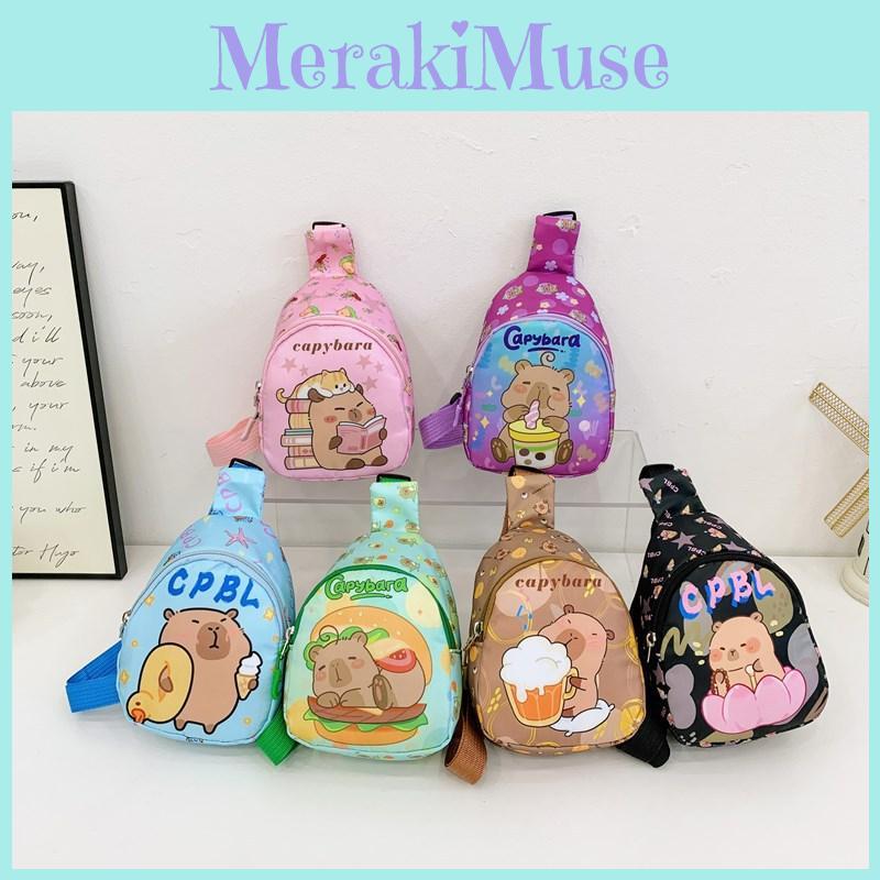 Kids Casual Crossbody Bag With Capybara Print And Light Nylon For Preschool And Kindergarten
