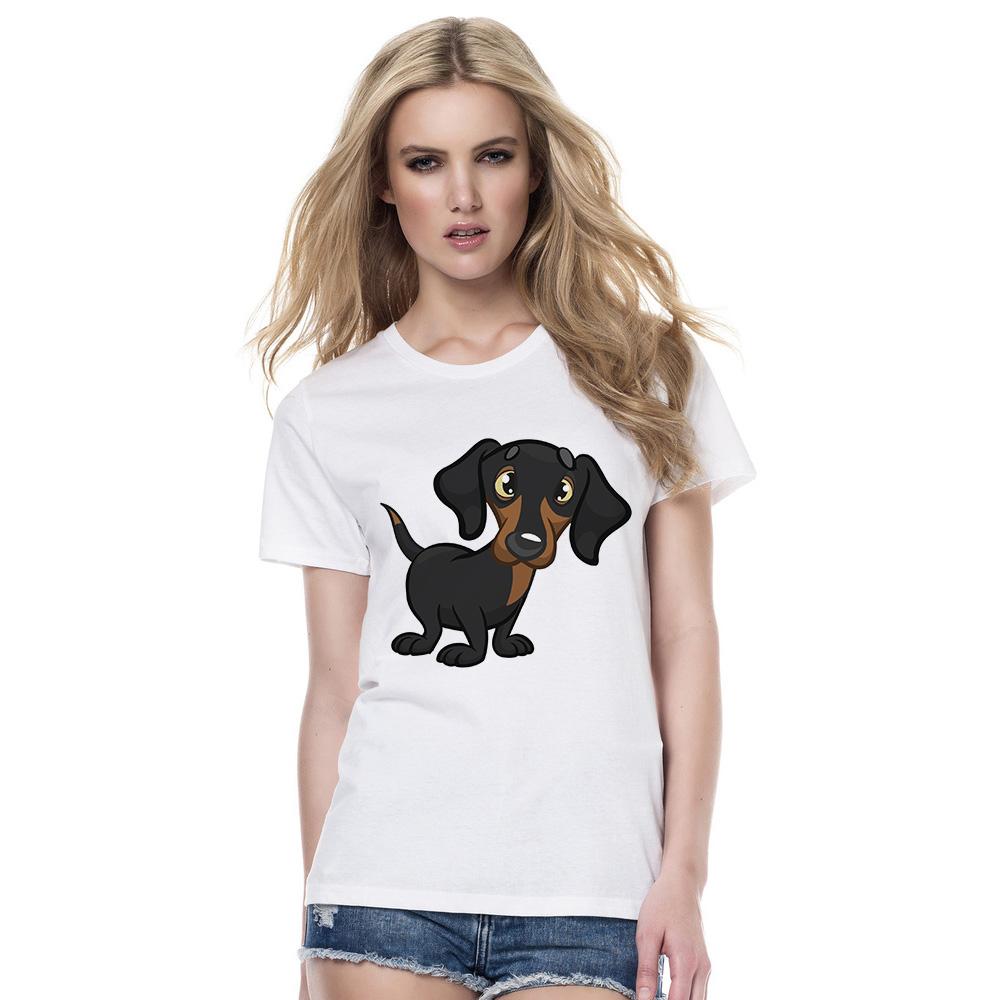 Fashion Dachshund T Shirt Women Funny Dog Design Lady Tops Short Sleeve O Neck Tee Hipster