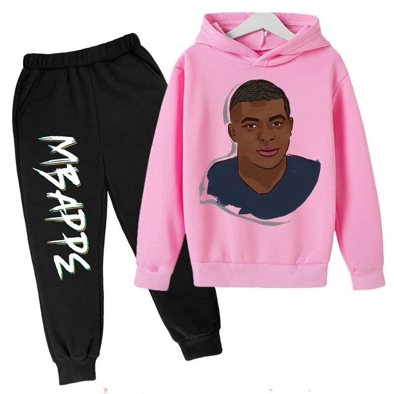 

Spring and Autumn Mbappe Printed Children s Hoodie Set Sweatshirt Pants Sportswear 2-piece Set for Boys and Girls Kids Clothes 150