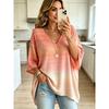 Women's Oversized Loose V-neck T-shirt Top, Bata Shirt with Seven Quarter Sleeves Loose Shirt, Bohemian Style Casual T-shirt