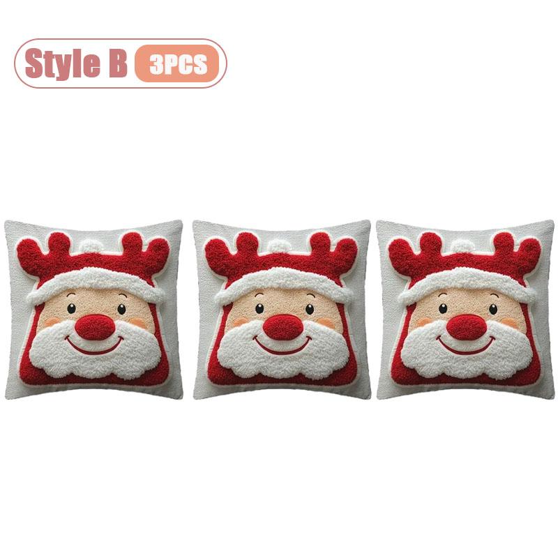 1-10PCS Christmas Pillow Cover Snowman and Reindeer Digital Print Sofa Cushion for Home Office and Living Room Holiday Decor