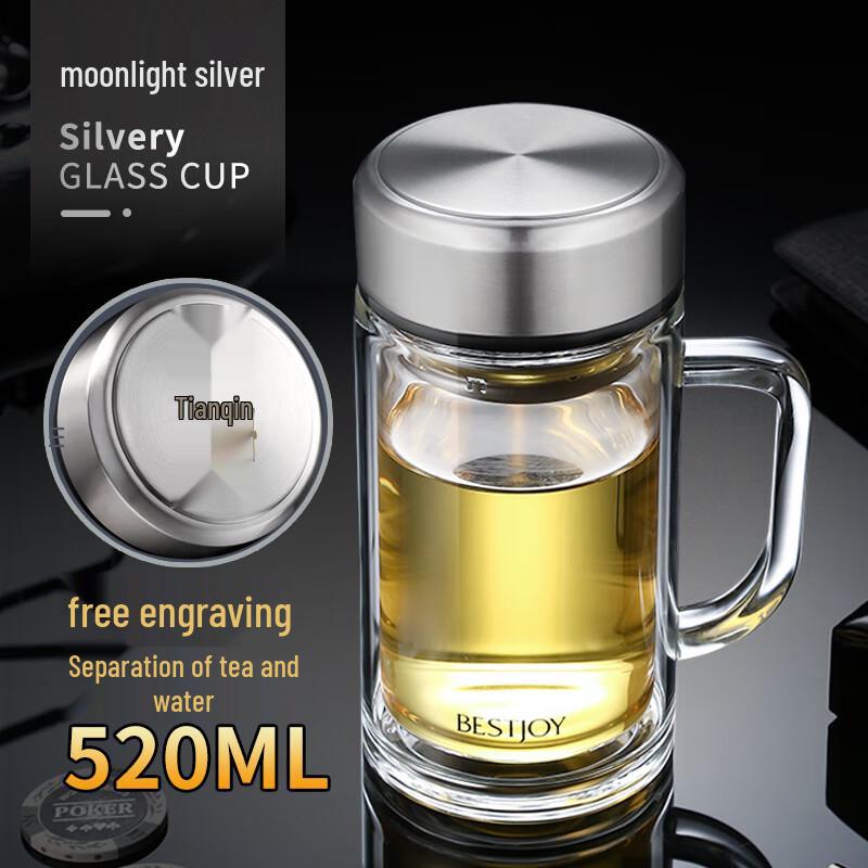 BESTJOY Double-Wall Glass Tea Infuser Mug