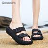 Comemore Thick Platform Sandals Beach Shoes Bathroom Slipper Soft Men Flat Slides Women Slippers Adjustable Buckle Oversized 47
