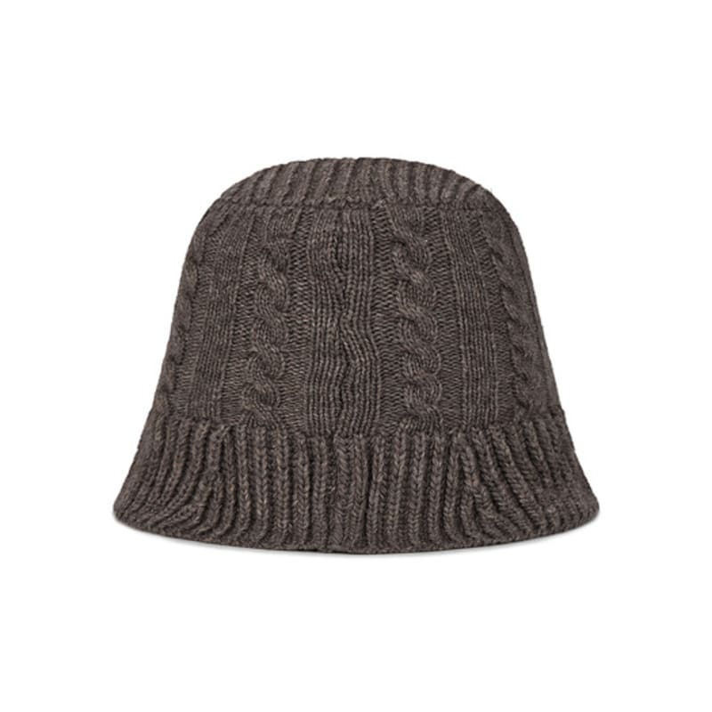 VARZAR VA Applique Cable Knit Bucket Hat Brown