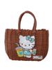 Adorable Cat Woven Tote Bag - Square Handmade Basket for Shopping & Everyday Use