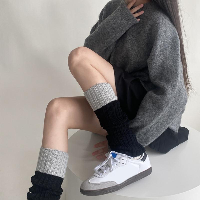Campus Style Leg Warmers Gothic Knit Long Socks Leggings Gaiters Autumn Winter Cuffs Ankle Heaps Socks