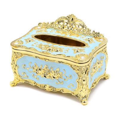 

Luxurious Elegant Design Plastic Tissue Box European Style Rose Storage Paper Towel Holder Home Decor Organizer Supplies