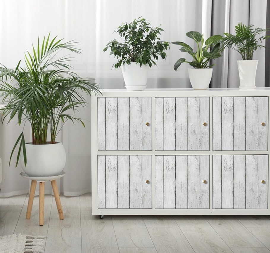 Ivory white retro imitation wood vertical pattern self-adhesive wood wallpaper detachable vinyl suitable for home decoration