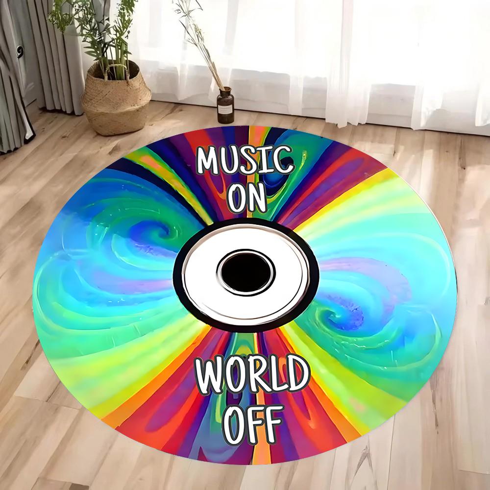 Record Printed Round Carpet Non Slip Circle Floor Rugs Children Bedroom Decor Home Living Room Sofa Coffee Table Washable Mat
