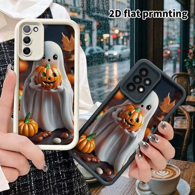 Étui pour téléphone: Coque de protection multicouche 2D plate pour Samsung Galaxy A34 A35 M05 M06 S20 S22 S21 FE Plus 5G, Fantôme blanc mignon, Cadeaux de Noël et d'Halloween