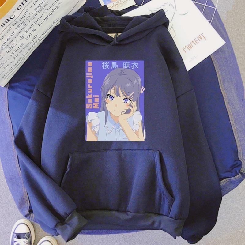 Anime Rascal Does Not Dream of Bunny Girl Sakurajima Mai Printed Men Women Casual Hoodies Loose Sweatshirt Harajuku Streetwear