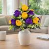12 Heads Artificial Rose Bouquet Two Colors Wedding Decorations Silk Roses Plastic Rose Flowers