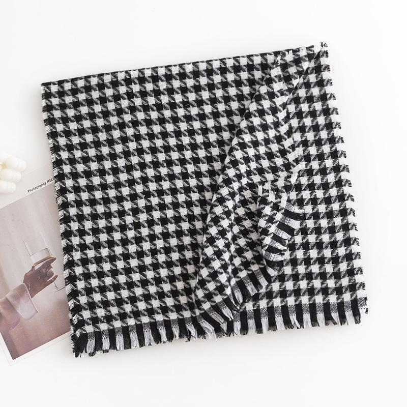 Dam Höst/Vinter Tusen Fågelrutigt Imitationskashmirhalsduk Moderiktig Pendlar Nackskydd Anti Kyla Elegant Temperament Varm Sjal