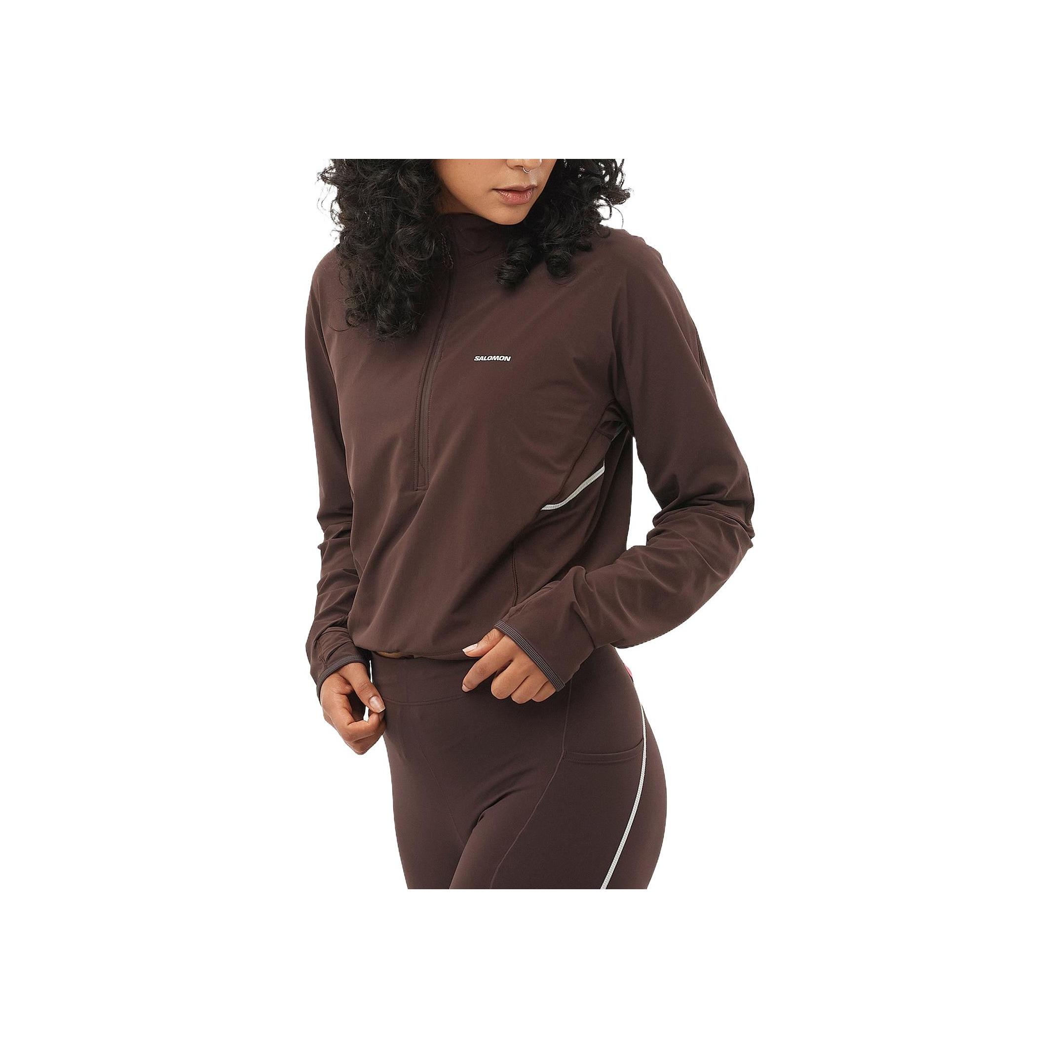 

Salomon Sense Aero Hybrid Soft Comfortable Breathable Hoodie Women hoodies Coffee-Bean C24346 L