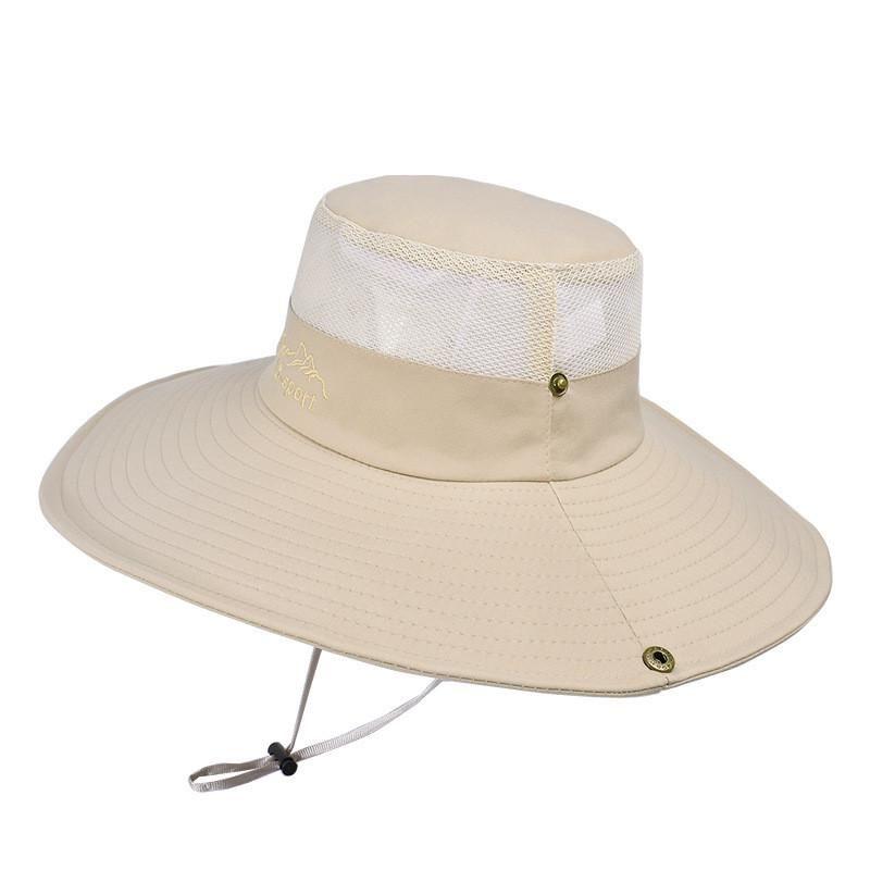 

9251 Summer Sunshade Mountaineering Fishing Hat Men Big Brim Outdoor Sun Hat Breathable All-Matching Fisherman Hat New Arrival Beige