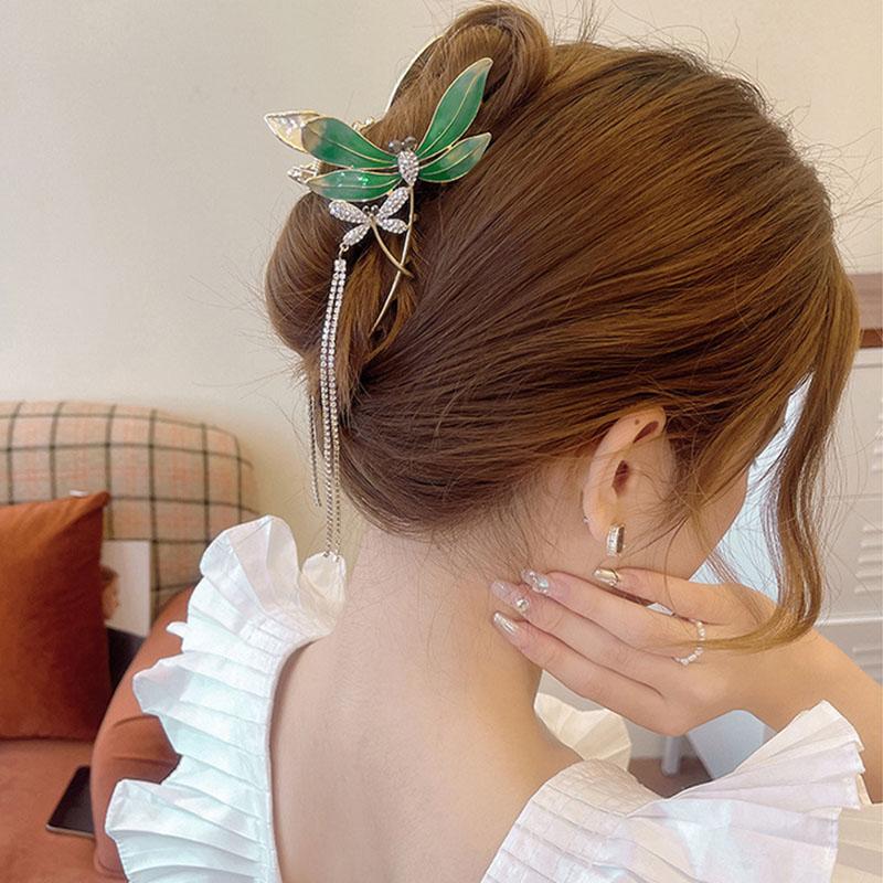 Elegante Metall Kristall Libellen Krallenklammer für Damen Große Quaste Haarspangen Haarspangen Kopfschmuck Haarnadeln Mode Haaraccessoires Geschenke