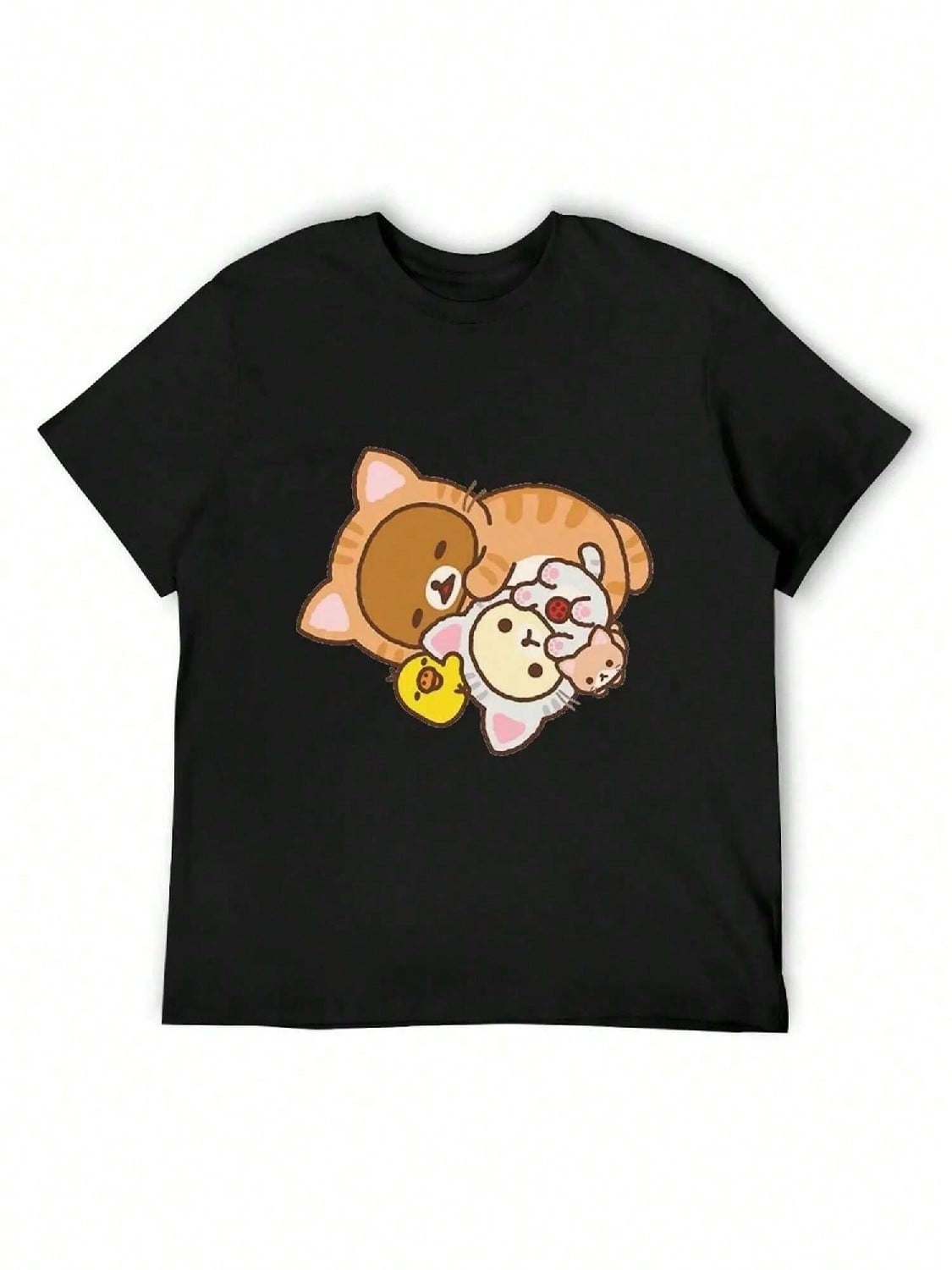 Rilakkuma And Friends Sleeping Cat Costumes T-Shirt Vintage T Shirts Hippie Clothes Plain unisex Graphic T-Shirts Anime S разноцветный