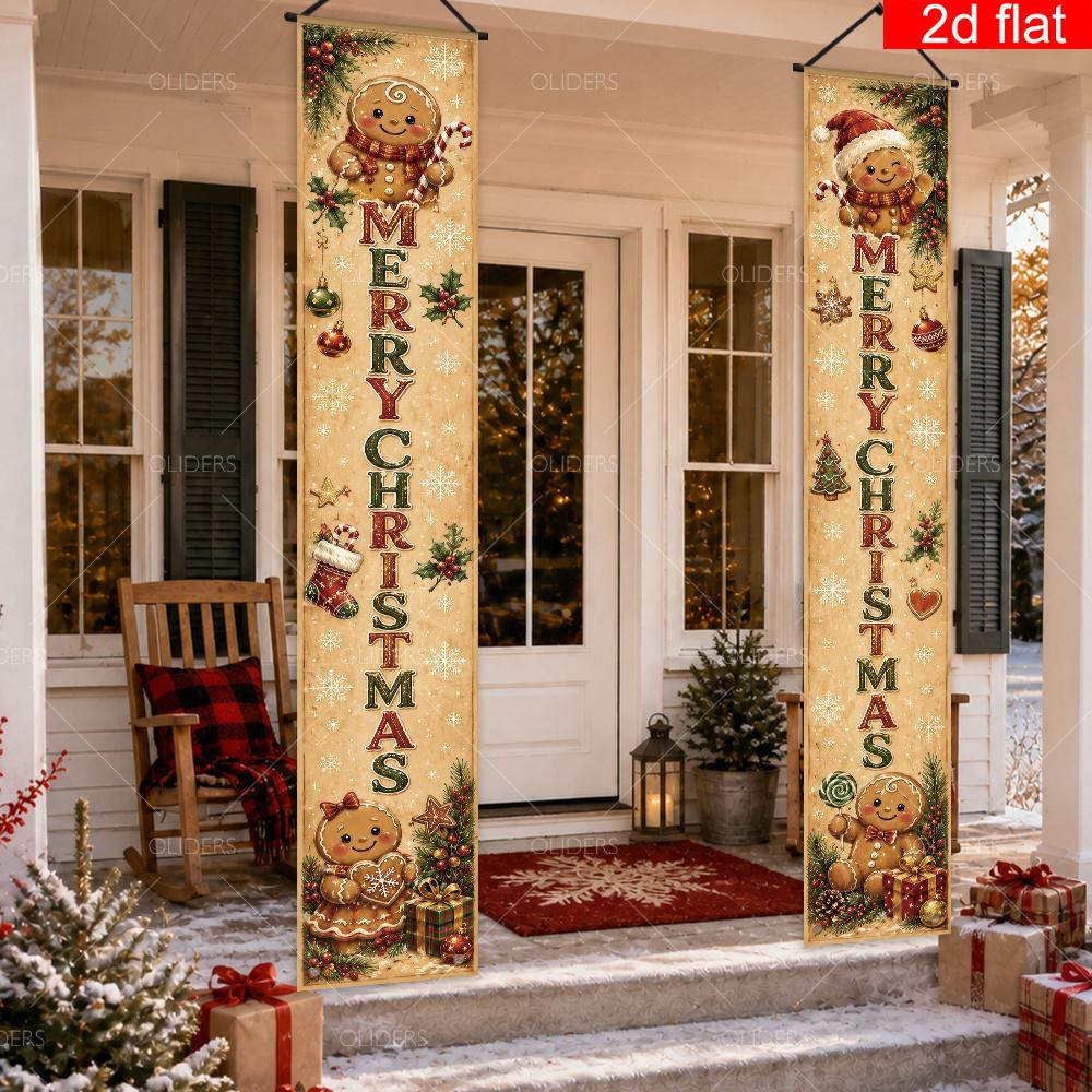 Banner for New Year 2pcs Vintage Polyester & Christmas