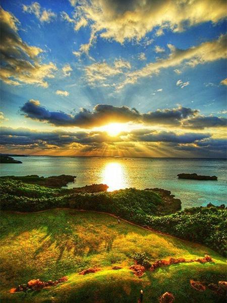 5D Diamond Painting Sunset Love Beach DIY Round Full Diamond Embroidery Kit Landscape Home Decoration Crafts