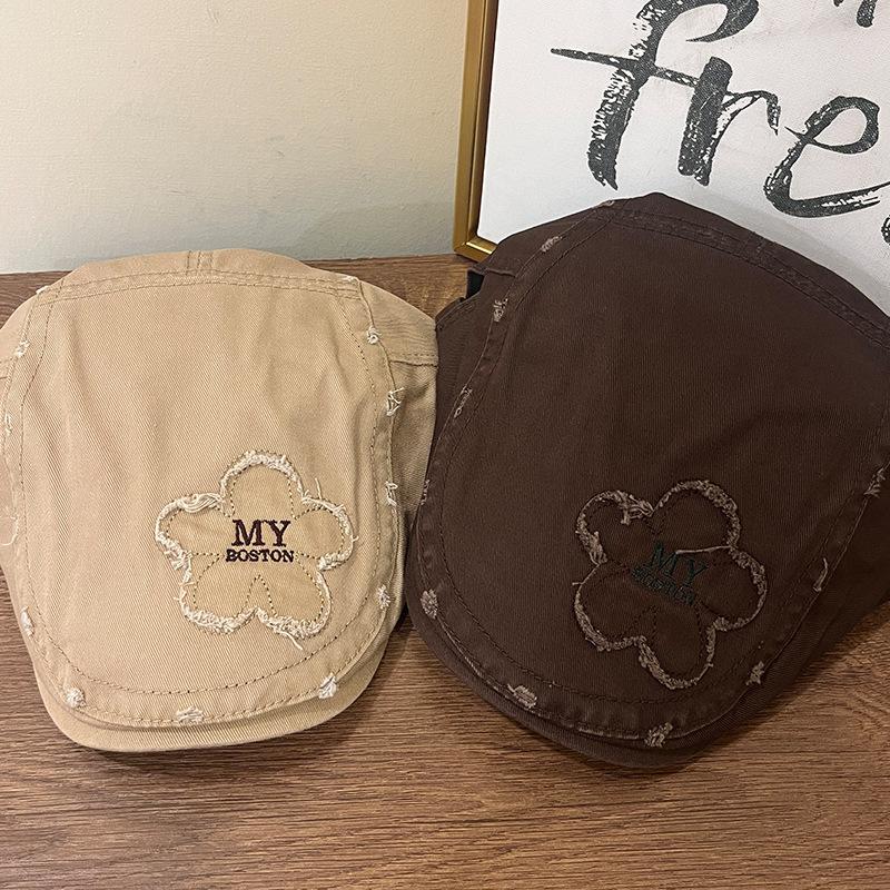 American Retro MY Embroidered Hat Women's Front Hat Autumn and Winter Casual and Versatile Beret Trendy and Fashionable Newsboy Hat for Men