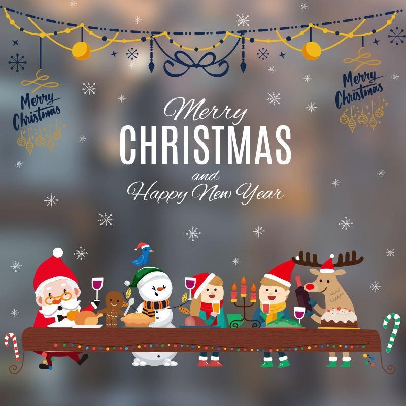 New Pvc Christmas Static Cling Window Decor Featuring Festive Santa Claus Design