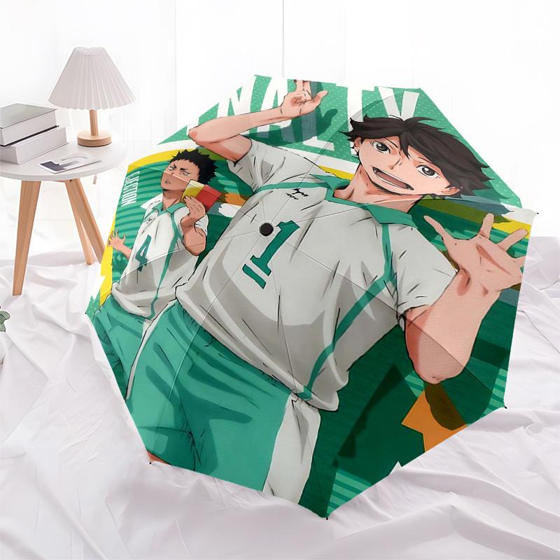 

1pc Haikyuu!! Kuroo Tetsurou & Hinata Shoyo Umbrella Automatic Opening Closing, Portable 3-Fold Design, 8-Rib Iron Frame Outdoor Umbrella, Perfect Gif