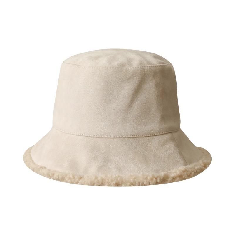 Double sided Lamb Velvet Pot Hat Men Autumn and Winter New Hat Women Korean Corduroy Fisherman Hat Warmth Thickened Bucket