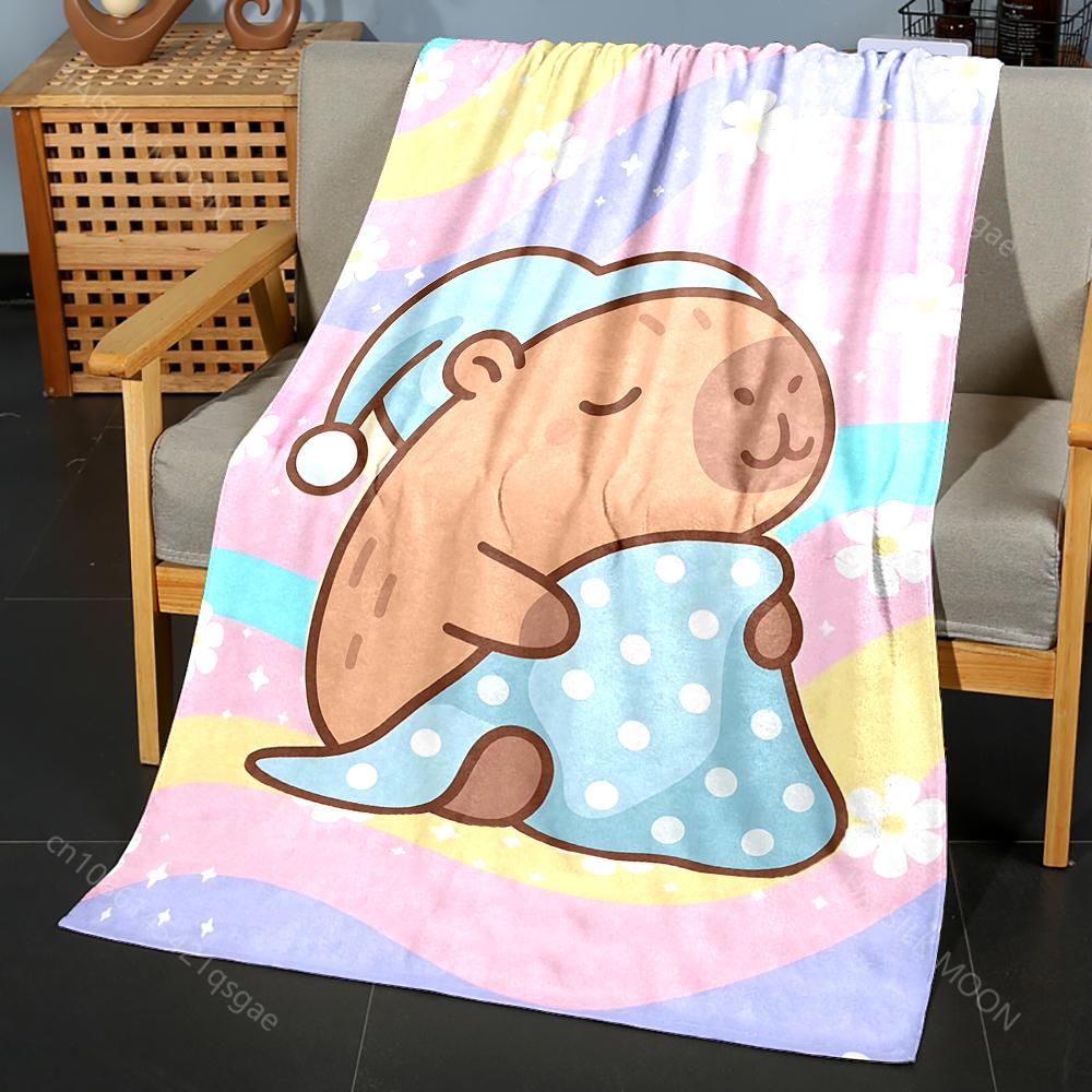 6 Styles Capybaras Cartoon Print Warm Comfortable Blanket Home Travel Camping for Adults and Kids Luxury for Gifts