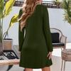 Women's Solid Color Dress Loose V-neck Casual Fashion Long Long Sleeved Dress