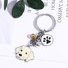 Enamel Maltese Animal Bell Golden Retriever Pet Keychain Dog Keychain Pet Keyring Dog Pendant
