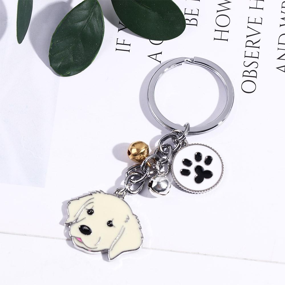 Enamel Maltese Animal Bell Golden Retriever Pet Keychain Dog Keychain Pet Keyring Dog Pendant