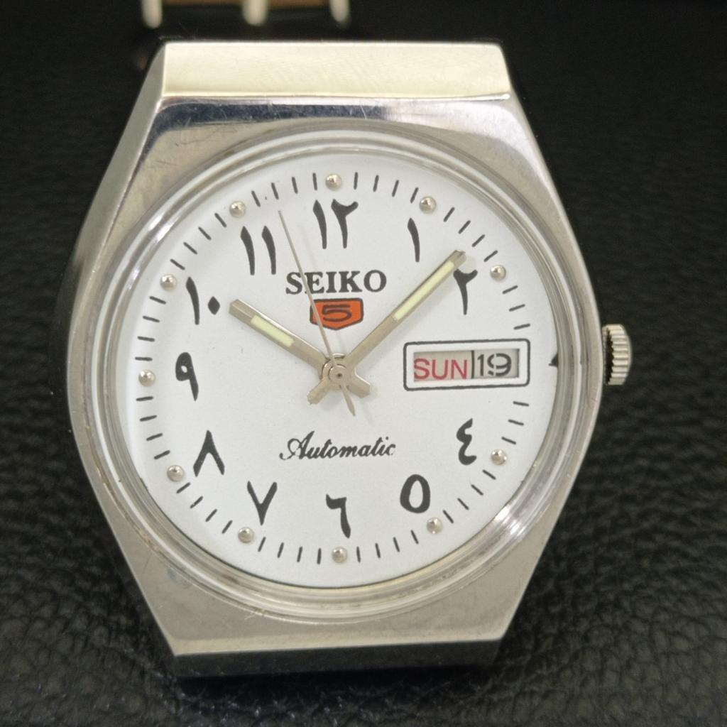 VINTAGE SEIKO 5 AUTOMATIC 6309A JAPAN MENS ARABIC WHITE DIAL WATCH A701540-5 R206b-a701540
