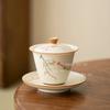 150ML wood gray ceramic underglaze color covered bowl hand-painted persimmon kung fu tea set gaiwan tea set