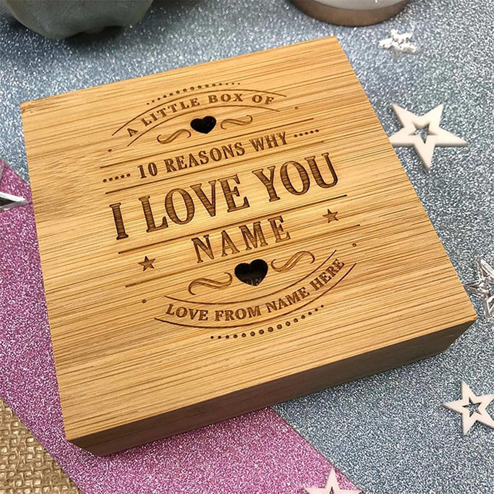 

10 Reasons Why I Love You Bamboo Box Heart Shaped Wooden Assembled Decorative Sign For Valentine S Day Gifts with box