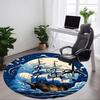 1pc Sailboat Ocean Office Round Area Rug, Under Office Chairs Bedroom Living Room Home Decor, Room Deco, Available In Various Sizes