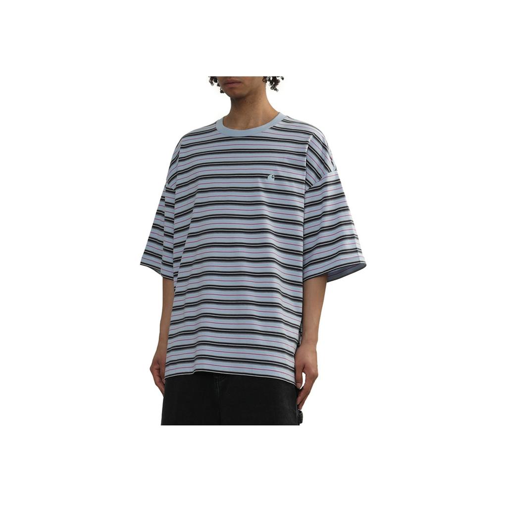 Carhartt WIP Loose Fit Striped Comfortable Simple Short Sleeve T-Shirt Men tops Blue I034640-2PY-XX