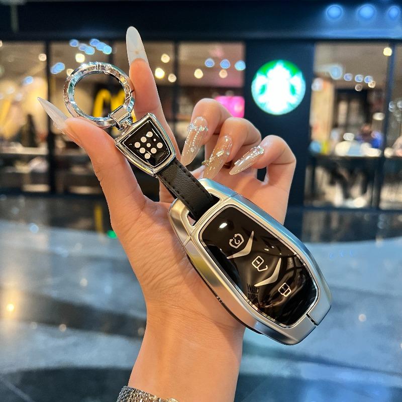 Car Zinc Alloy Leather Car Key Case Cover Holder For Dongfeng Fengguang Seres Evolute I-Space I-Pro Landian E5 Car Styling